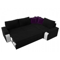 Угловой диван Николь (микровельвет чёрный белый фиолетовый) - Изображение 4